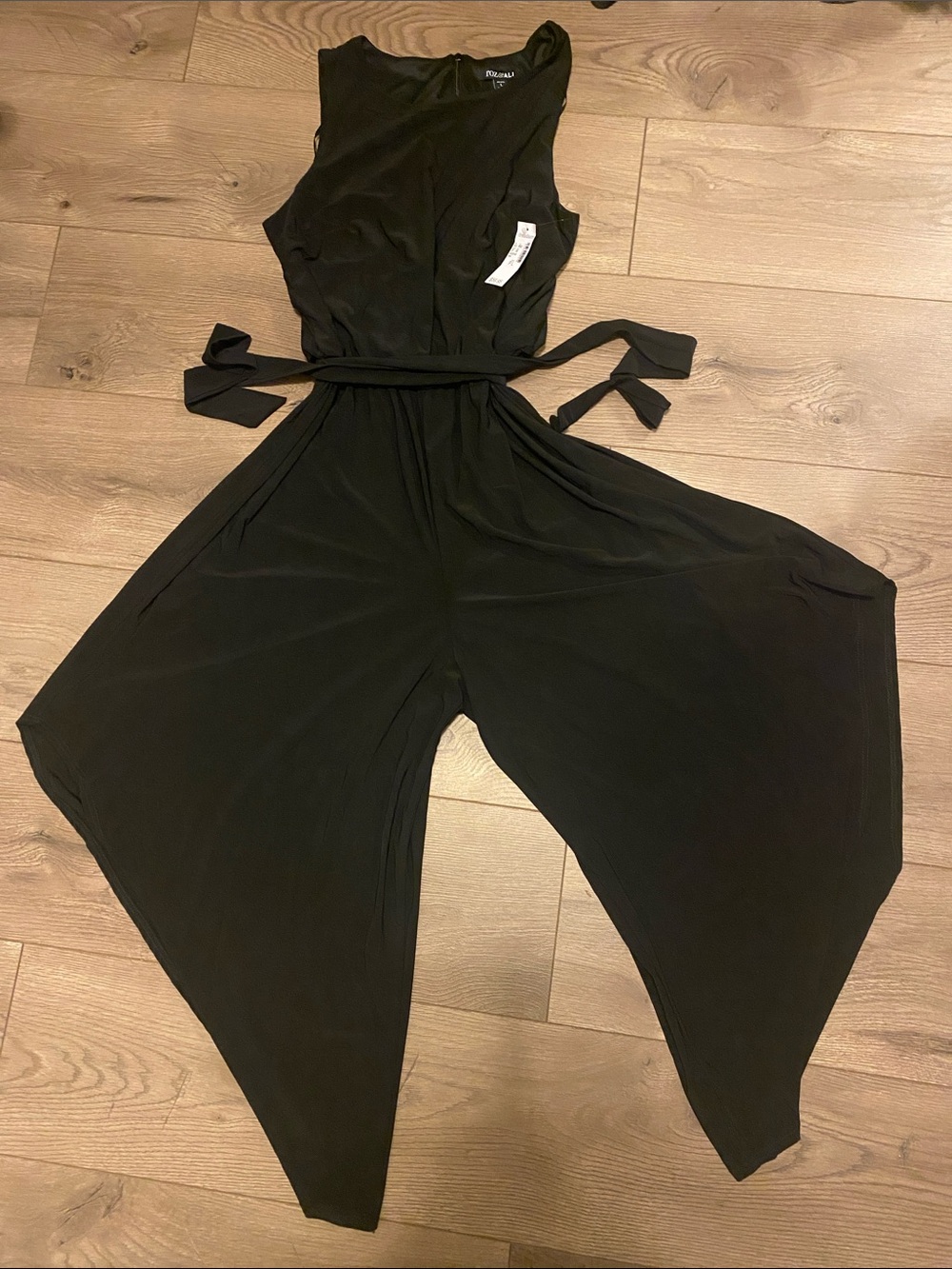 Dress Barn Black Sleeveless Tie-Waist Jumpsuit